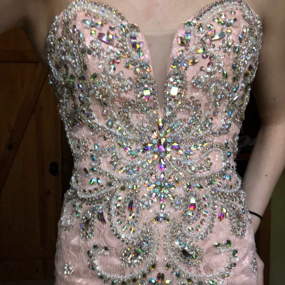 Mermaid fit beaded prom dress